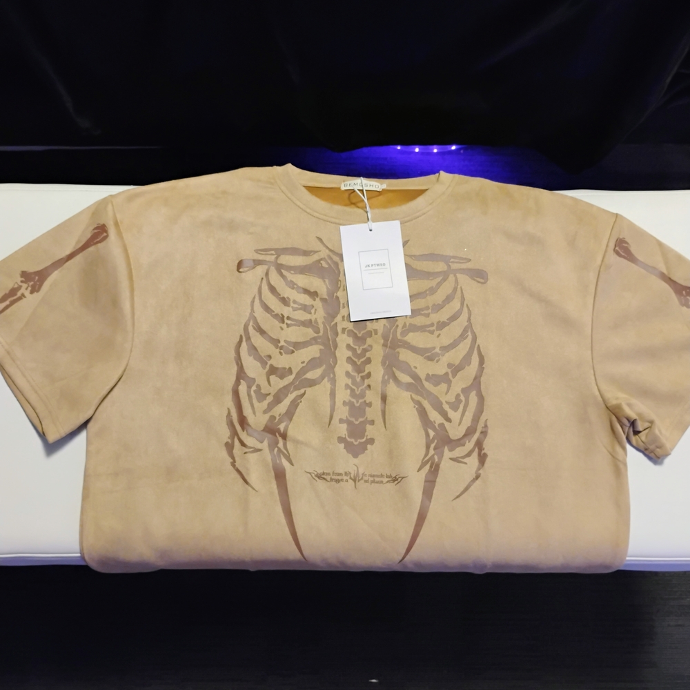 Tan Skeleton Graphic T-Shirt